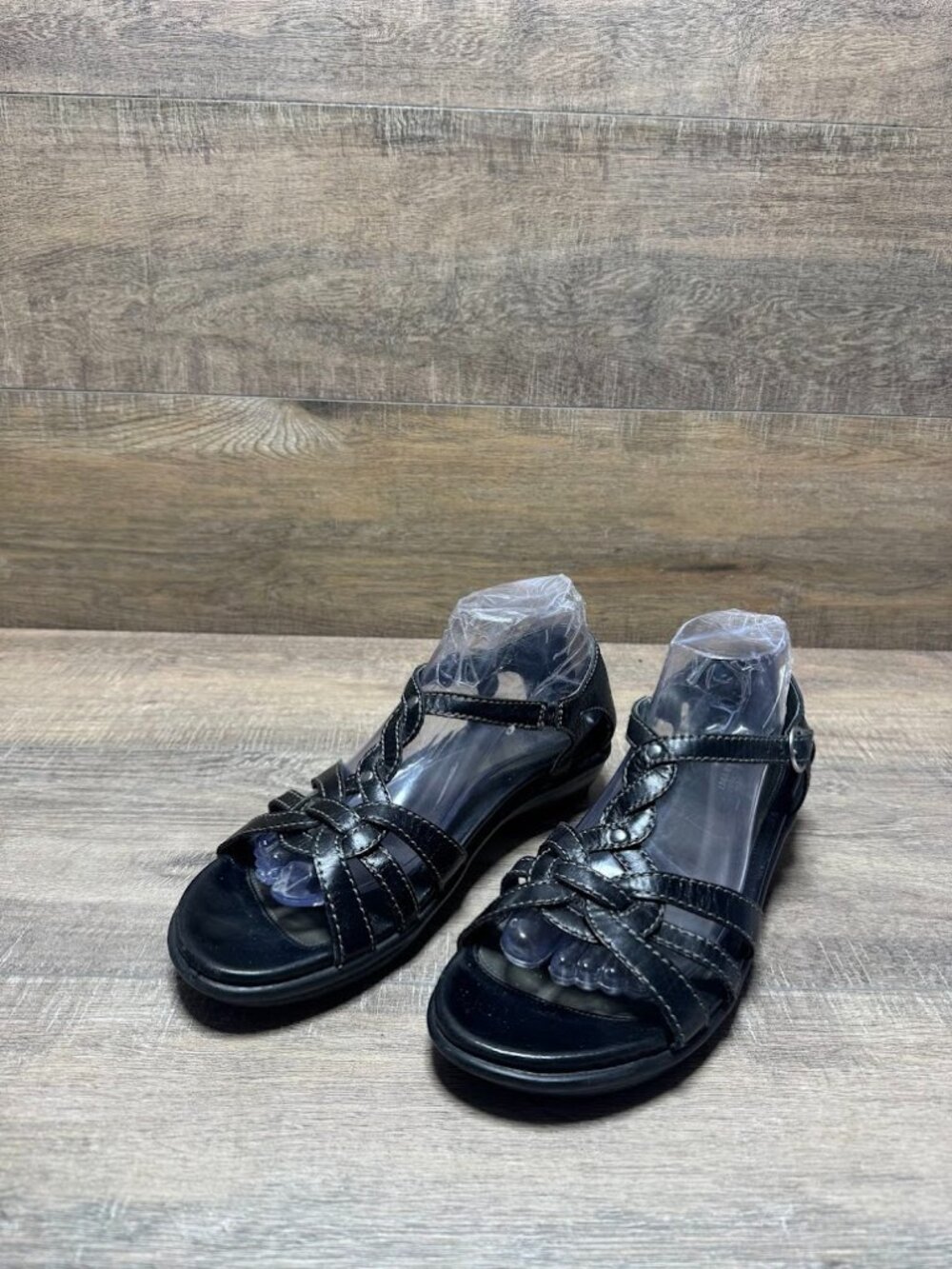 Dansko Black Leather Twisted Strap Sandals Women's Size EU 40